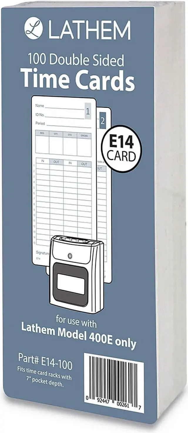 Main image of Lathem Time Time Clock Cards for Lathem Time 400E Two Sides 3 x 7 100/Pack E14100