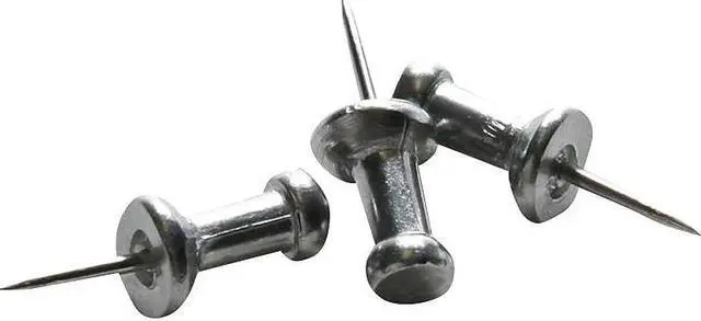 Alt view image 6 of 6 - Business Source Pushpins 3/8" Point 1/2"x1/4" Head 100/BX Aluminum 81008