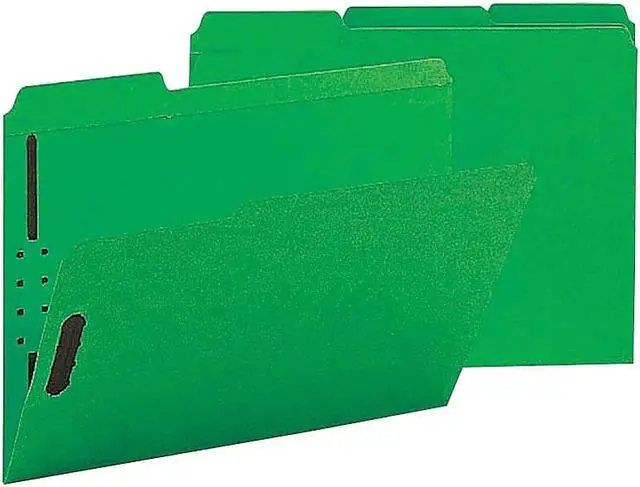 Main image of Sparco Fastener Folders w/ 2-Ply Tab 1/3 Ast Tab 50/BX Ltr Green SP17268