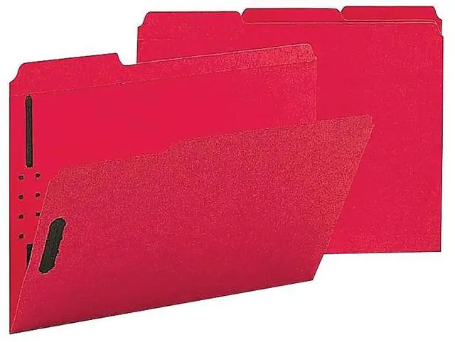 Main image of Sparco Fastener Folders w/ 2-Ply Tab 1/3 Ast Tab 50/BX Ltr Red SP17269