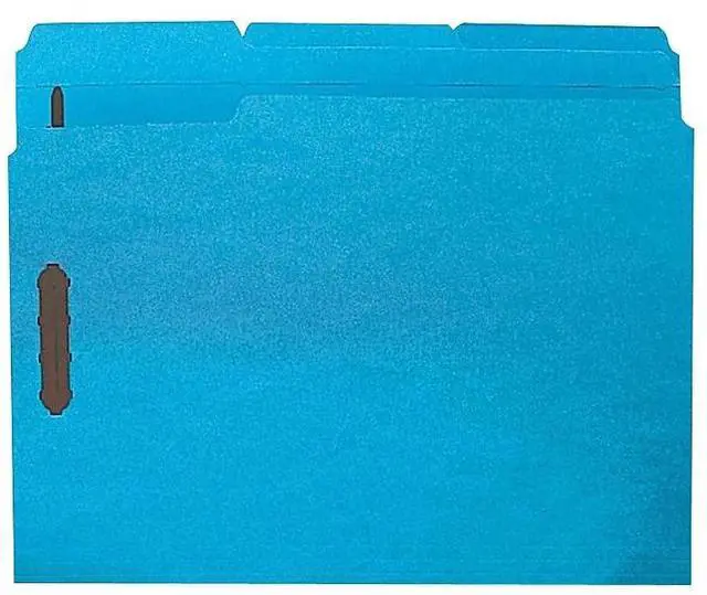 Main image of Sparco Fastener Folders w/ 2-Ply Tab 1/3 Ast Tab 50/BX Ltr Blue SP17267
