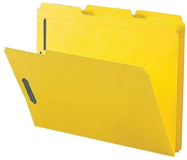 Main image of Sparco Fastener Folders w/ 2-Ply Tab 1/3 Ast Tab 50/BX Ltr Yellow SP17270