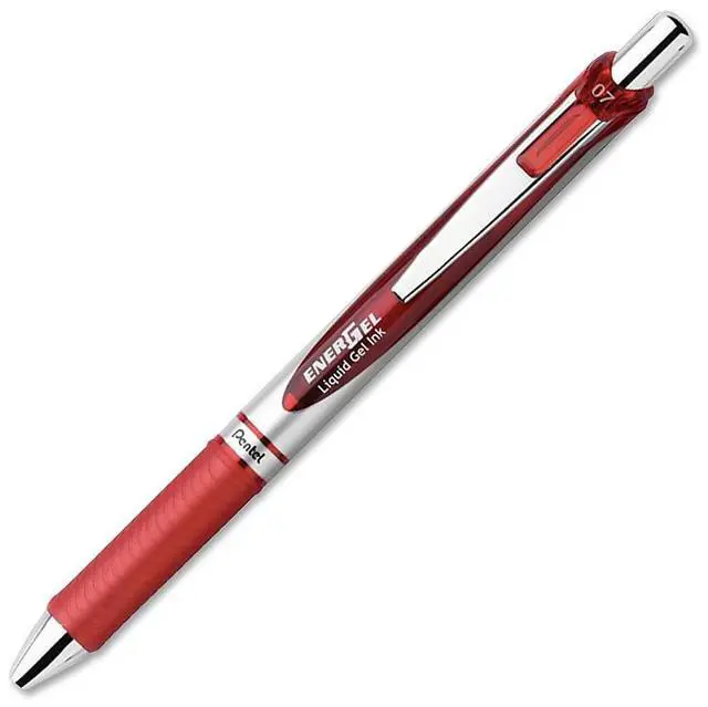 Alt view image 5 of 5 - Pentel Gel Pen Retractable Metal Tip .7mm 12/BX Red Barrel/Ink BL77BDZ