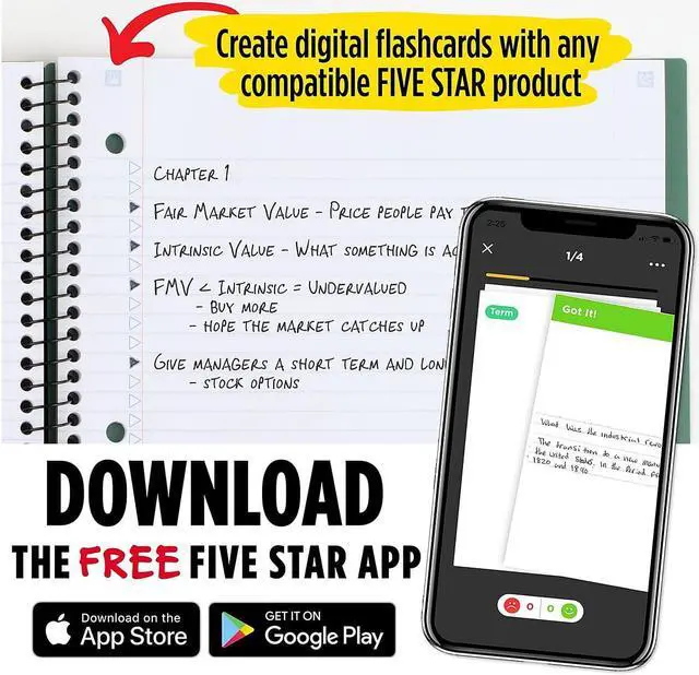 Alt view image 5 of 10 - Five Star Advance 3-Subject Notebooks 8.5" x 11" College Ruled 150 Sheets Assorted Colors (06324)