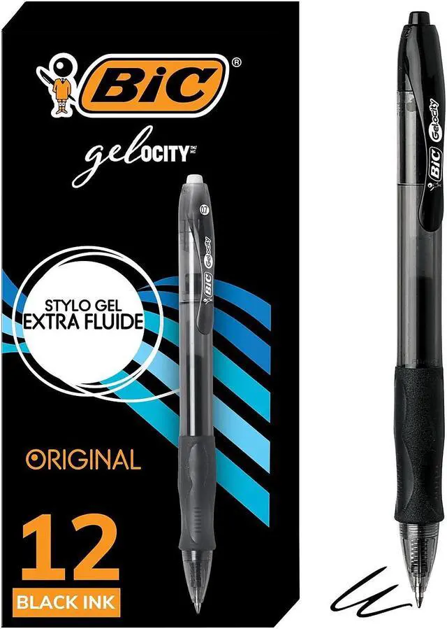 Alt view image 15 of 20 - Bic Gel-ocity Retractable Gel Pen Black Ink .7mm Medium Dozen RLC11BK