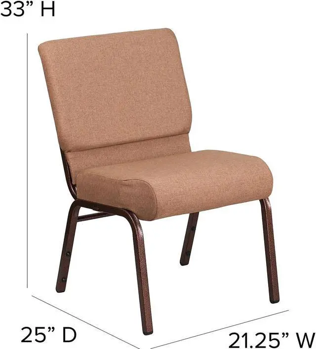 Alt view image 17 of 18 - Flash Furniture Hercules Series 21'' Extra Wide Brown Fabric Stacking Church Chair With 4'' Thick Seat - Copper Vein Frame
