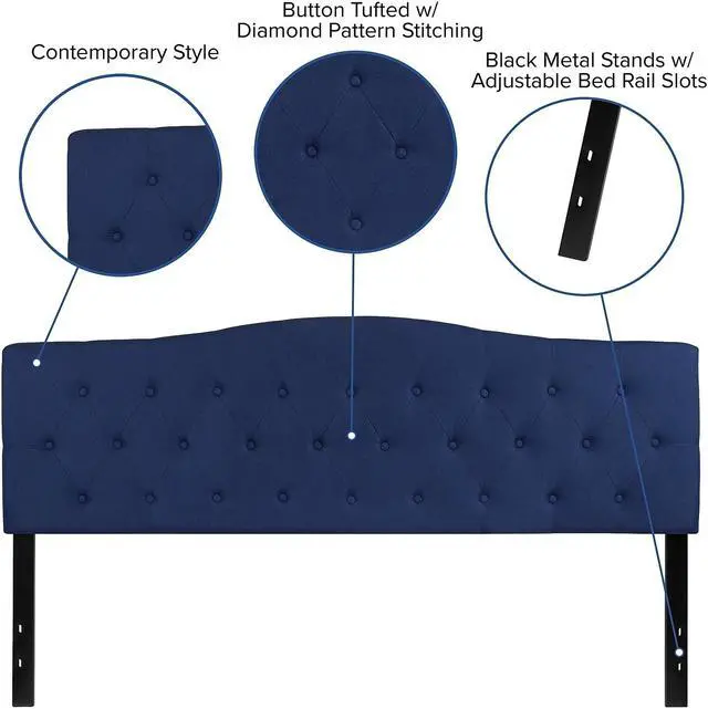 Alt view image 12 of 16 - Bedford Tufted Upholstered Queen Size Headboard in Dark Gray Fabric
