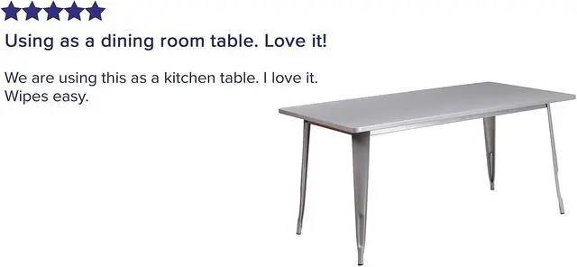 Alt view image 13 of 17 - Commercial Grade 31.5" x 63" Rectangular Silver Metal Indoor-Outdoor Table