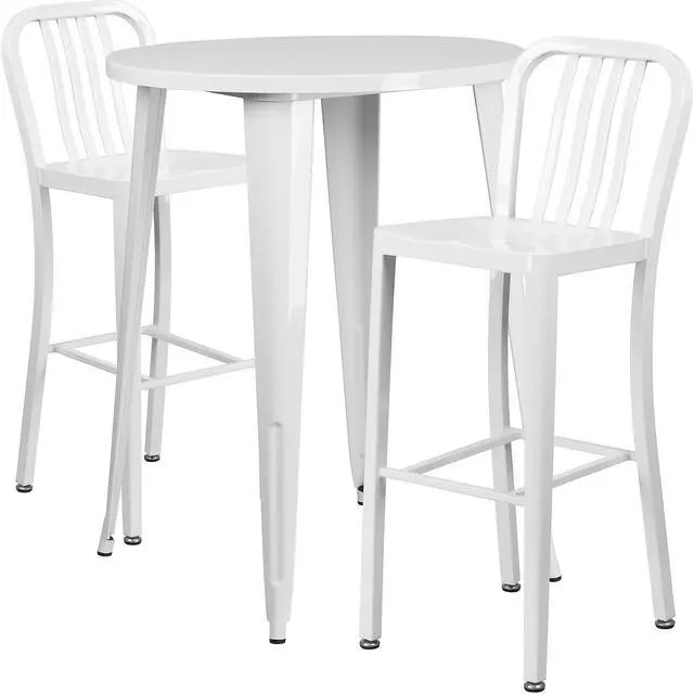 Alt view image 7 of 13 - Flash Furniture 28'' Square Sky Blue Indoor-Outdoor Steel Patio Table Set with 2 Square Back Chairs
