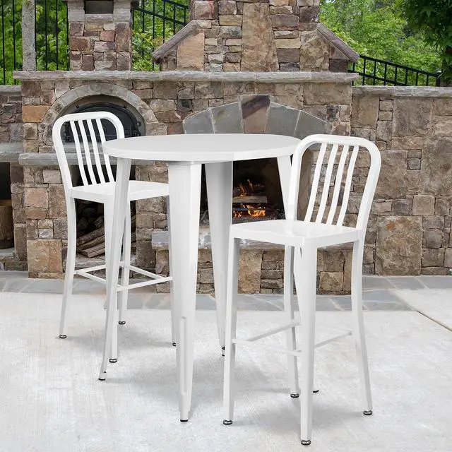 Alt view image 8 of 13 - Flash Furniture 28'' Square Sky Blue Indoor-Outdoor Steel Patio Table Set with 2 Square Back Chairs
