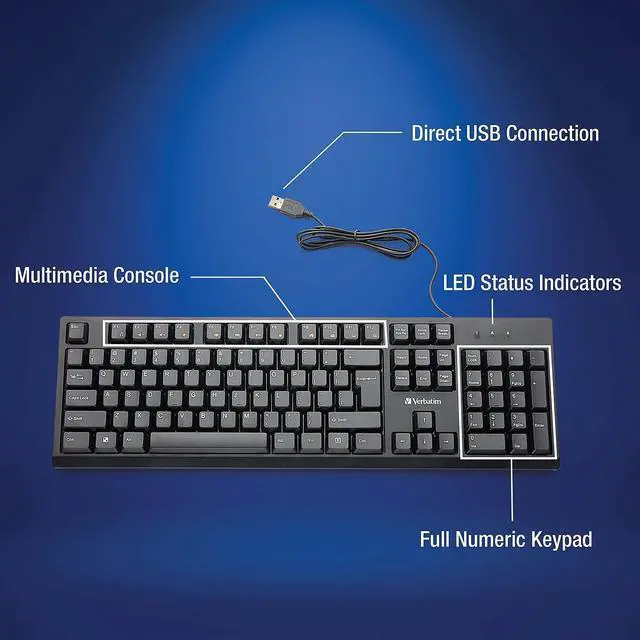 Alt view image 15 of 20 - Verbatim Universal Wired Keyboard Black (70735) VER70735
