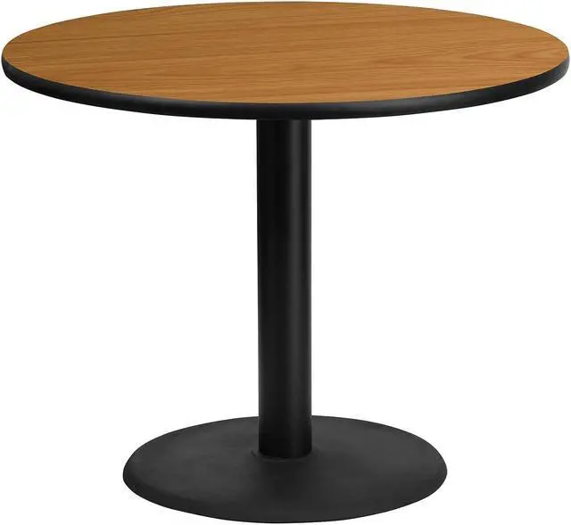 Alt view image 6 of 14 - Flash Furniture 36" Round Natural Laminate Table Top with 24" Round Table Height Base