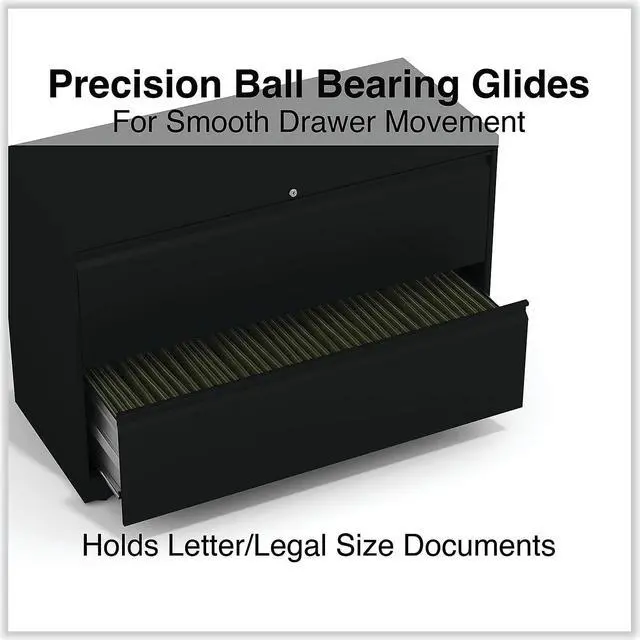 Alt view image 2 of 7 - Alera 2-Drawer 42"W Lateral File Cabinet Black Legal (ALELF4229BL) HLF4229BL