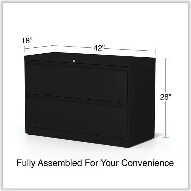 Alt view image 7 of 7 - Alera 2-Drawer 42"W Lateral File Cabinet Black Legal (ALELF4229BL) HLF4229BL
