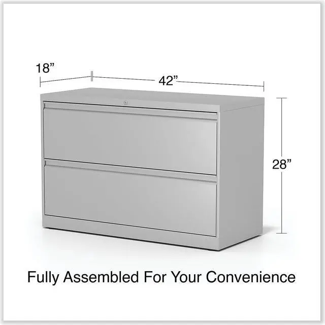Alt view image 7 of 7 - Alera 2-Drawer Lateral File Cabinet Letter/Legal Size 42" x 18.63" x 28" Light Gray (ALEHLF4229LG)