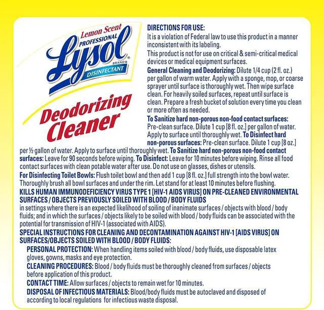 Alt view image 11 of 19 - Reckitt Benckiser 76334CT Professional LYSOL Brand Disinfectant Deodorizing Cleaner, 1 gal. Bottle, Concentrate, Lemon Scent