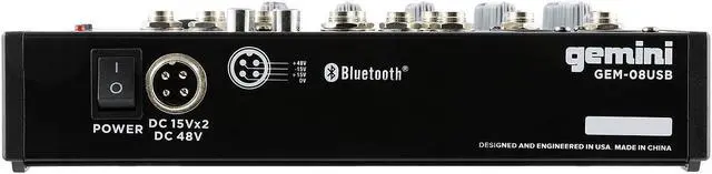 Alt view image 5 of 8 - Gemini compact 8-channel Bluetooth mixer with USB playback