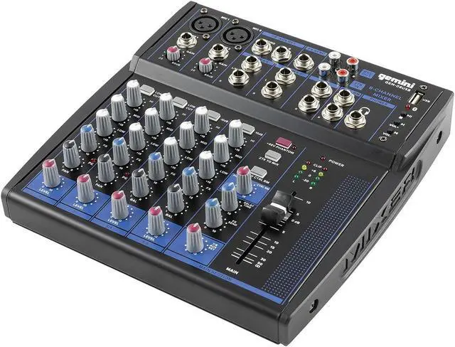 Alt view image 8 of 8 - Gemini compact 8-channel Bluetooth mixer with USB playback