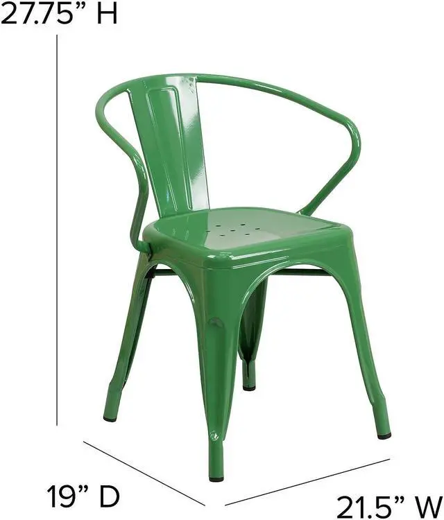 Alt view image 11 of 18 - Lila Commercial Black Metal Indoor-Outdoor Restaurant Stack Chair with Metal Triple Slat Back