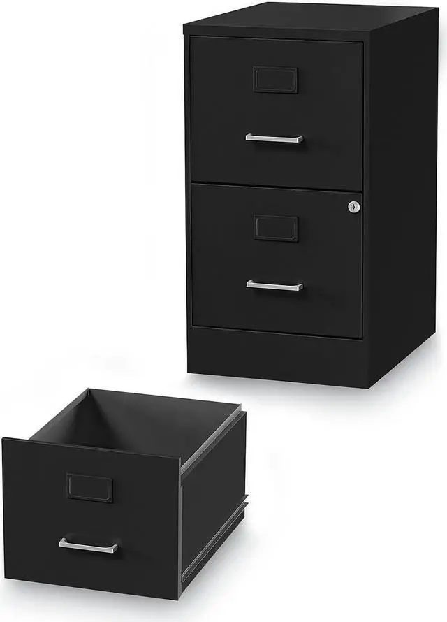Alt view image 10 of 11 - Alera Soho Vert 2-Drawer File Cabinet, Blk, 14" x 18" x 24.1", EA (ALESVF1824BL)