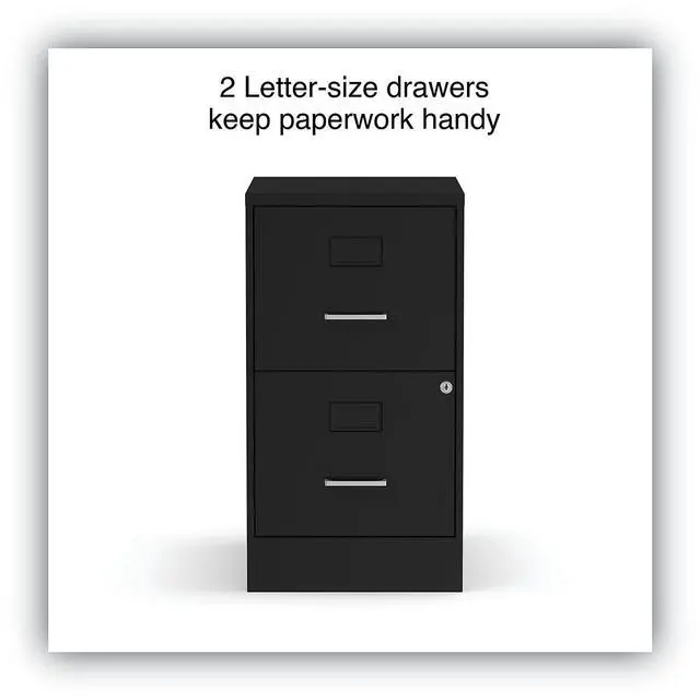 Alt view image 6 of 11 - Alera Soho Vert 2-Drawer File Cabinet, Blk, 14" x 18" x 24.1", EA (ALESVF1824BL)