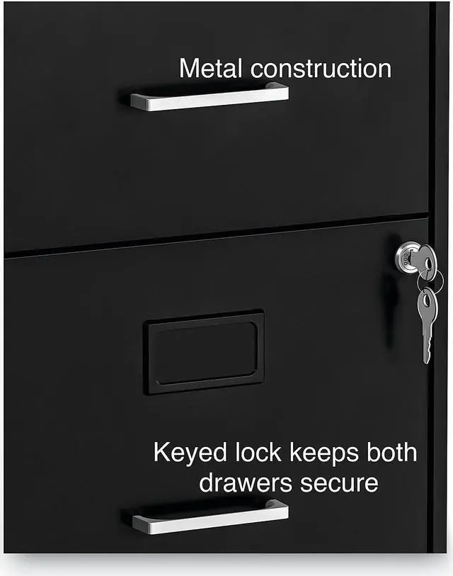 Alt view image 9 of 11 - Alera Soho Vert 2-Drawer File Cabinet, Blk, 14" x 18" x 24.1", EA (ALESVF1824BL)