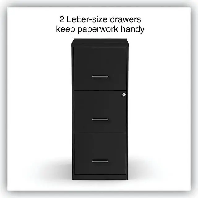 Alt view image 5 of 9 - Alera Soho Vert 3-Drawer File Cabinet, Blk, 14" x 18" x 34.9", EA (ALESVF1835BL)