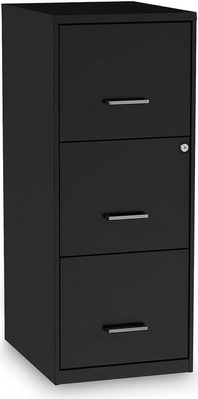 Alt view image 4 of 9 - Alera Soho Vert 3-Drawer File Cabinet, Blk, 14" x 18" x 34.9", EA (ALESVF1835BL)