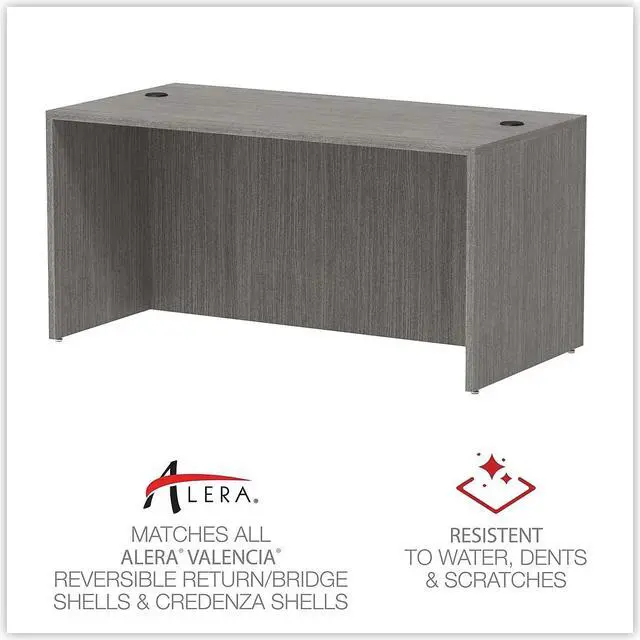 Alt view image 4 of 7 - Alera Alera Valencia Series Straight Front Desk Shell 59.13" x 29.5" x 29.63" Gray VA216030GY