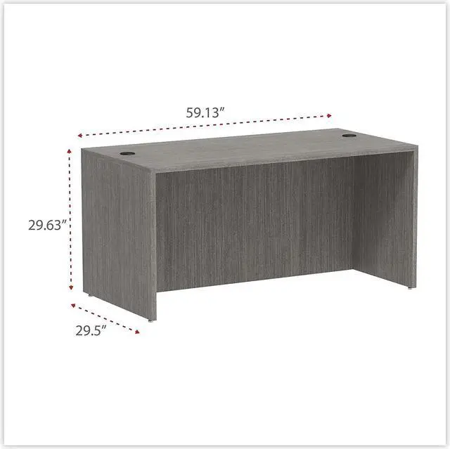 Alt view image 2 of 7 - Alera Alera Valencia Series Straight Front Desk Shell 59.13" x 29.5" x 29.63" Gray VA216030GY