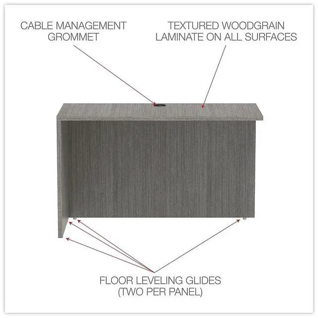 Alt view image 4 of 15 - Alera Valencia Series Reversible Return/Bridge Shell, 47.25w x 23.63d x 29.5h, Gray