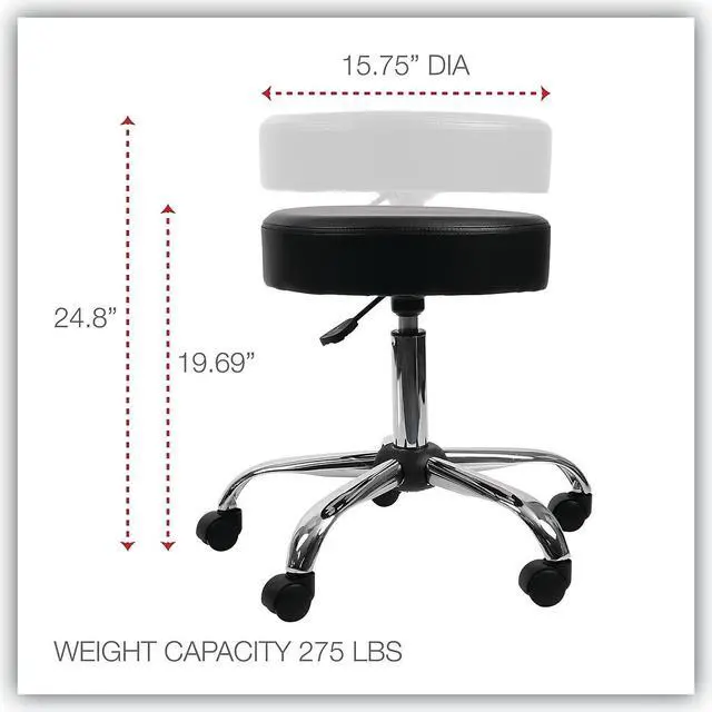 Alt view image 10 of 15 - Height Adjustable Lab Stool Black PU