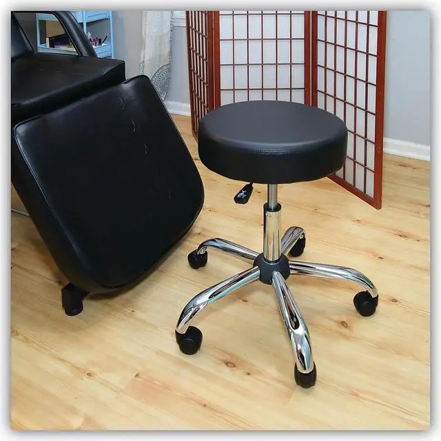 Alt view image 12 of 15 - Height Adjustable Lab Stool Black PU