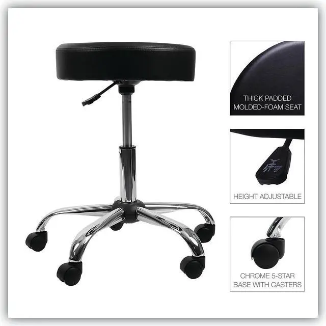Alt view image 11 of 15 - Height Adjustable Lab Stool Black PU