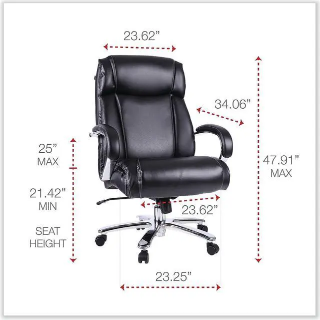Alt view image 13 of 15 - Alera Maxxis Series Big and Tall Leather Chair Black/Chrome MS4419