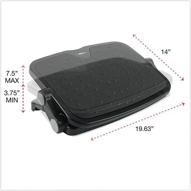 Alt view image 17 of 19 - Alera Soft Cushioned Ergonomic Footrest 14w x 19 5/8d x 3 3/4 to 7 1/2h Black