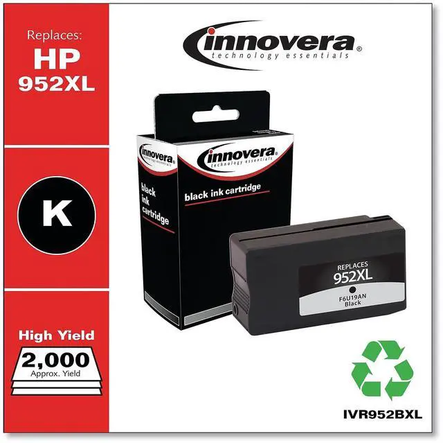 Alt view image 10 of 19 - Innovera Compatible Black High Yield Ink Cartridge Replacement for HP 952XL F6U19AN
