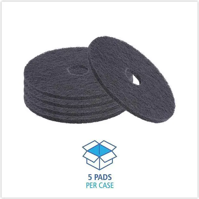 Alt view image 8 of 11 - Stripping Floor Pads, 18" Diameter, Black, 5/Carton 4018BLA