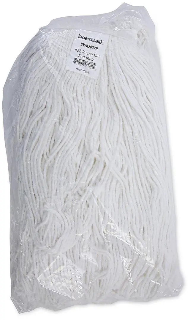 Alt view image 9 of 9 - Boardwalk Cut-End Wet Mop Head Rayon No. 32 White 12/Carton 2032RCT