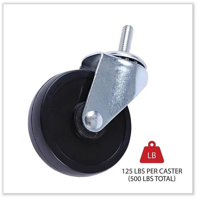 Alt view image 6 of 17 - Optional Casters For Wire Shelving, 125 lbs./Caster, Black, 4/Set