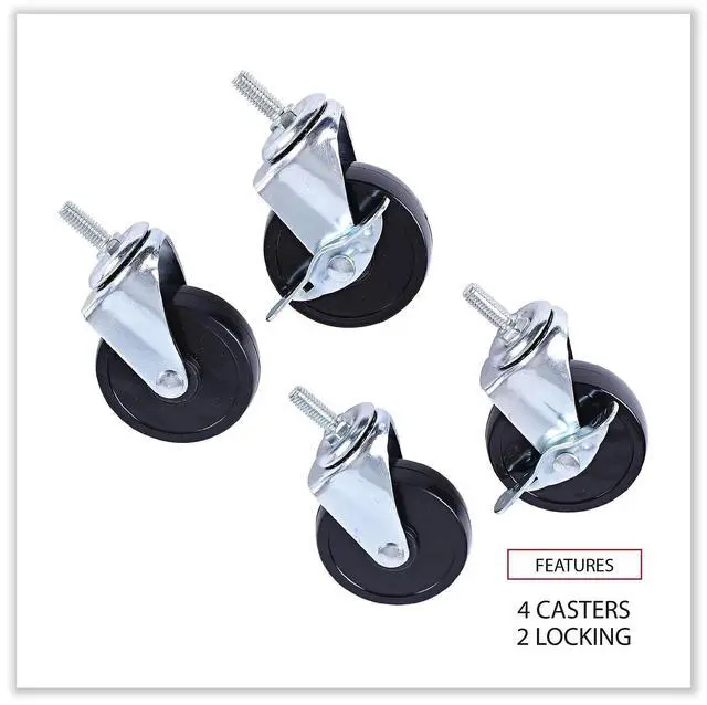 Alt view image 7 of 17 - Optional Casters For Wire Shelving, 125 lbs./Caster, Black, 4/Set