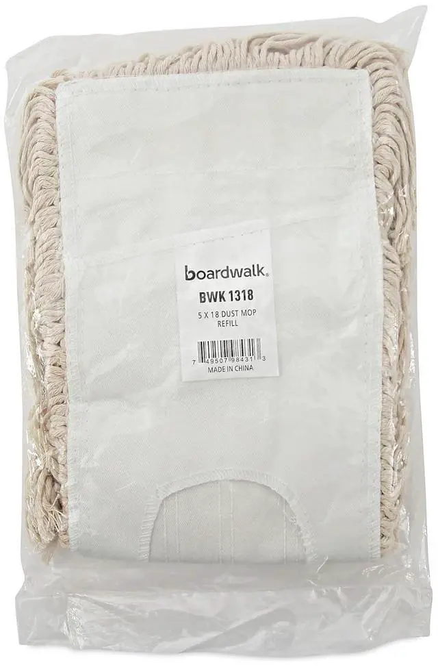 Alt view image 18 of 18 - Boardwalk Industrial Dust Mop Head Hygrade Cotton 18w x 5d White 1318