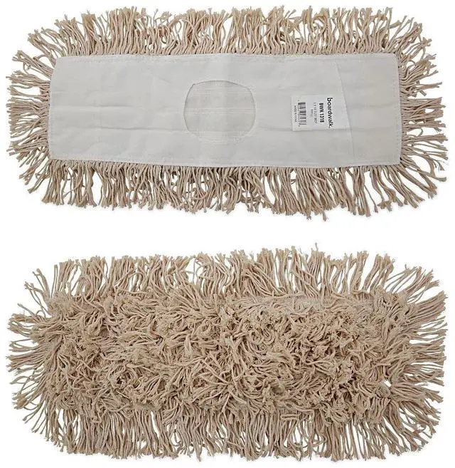 Alt view image 17 of 18 - Boardwalk Industrial Dust Mop Head Hygrade Cotton 18w x 5d White 1318