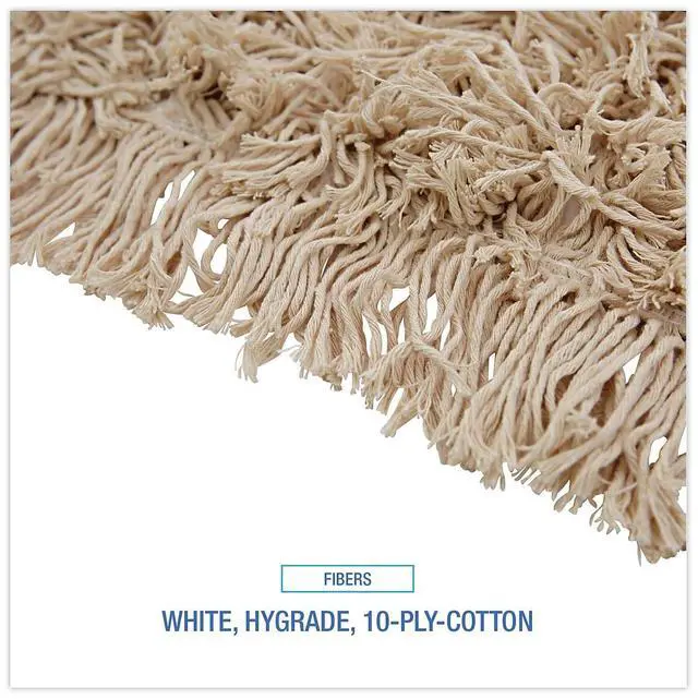 Alt view image 15 of 18 - Boardwalk Industrial Dust Mop Head Hygrade Cotton 18w x 5d White 1318