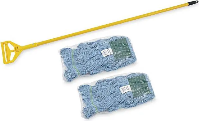 Alt view image 18 of 19 - Boardwalk 400MBC Looped-End Mop Kit, Medium, 60 Inch Metal/Polypropylene Handle, Blue/Yellow