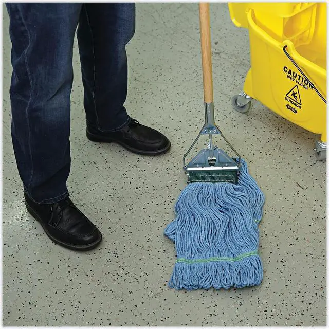 Alt view image 17 of 19 - Boardwalk 400MBC Looped-End Mop Kit, Medium, 60 Inch Metal/Polypropylene Handle, Blue/Yellow
