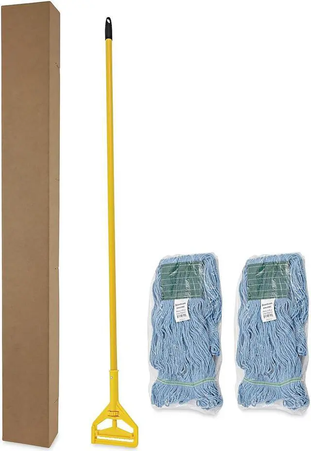 Alt view image 15 of 19 - Boardwalk 400MBC Looped-End Mop Kit, Medium, 60 Inch Metal/Polypropylene Handle, Blue/Yellow