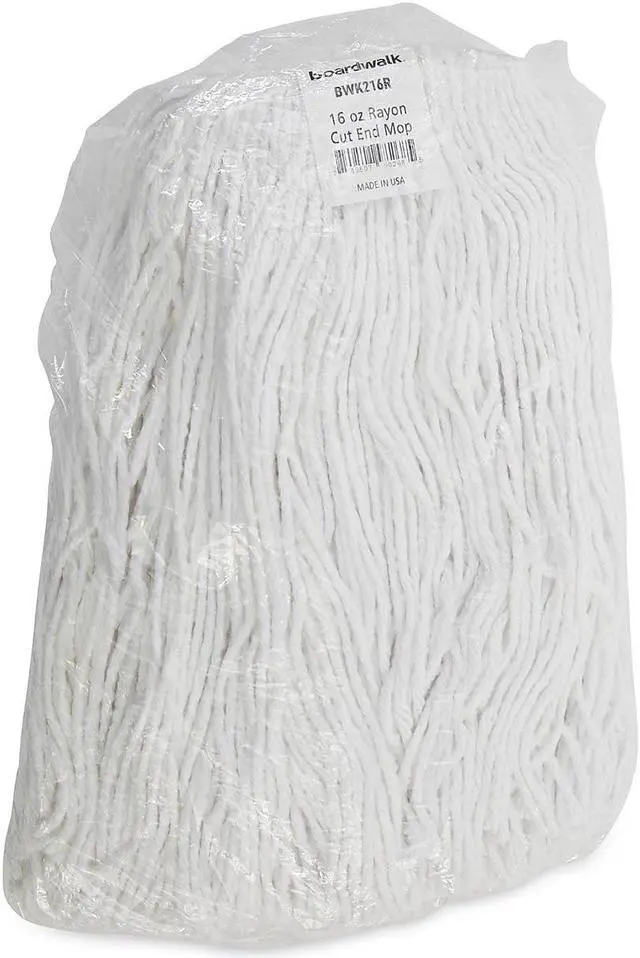 Alt view image 9 of 9 - Boardwalk Premium Cut-End Wet Mop Heads Rayon 16oz White 12/Carton 216RCT
