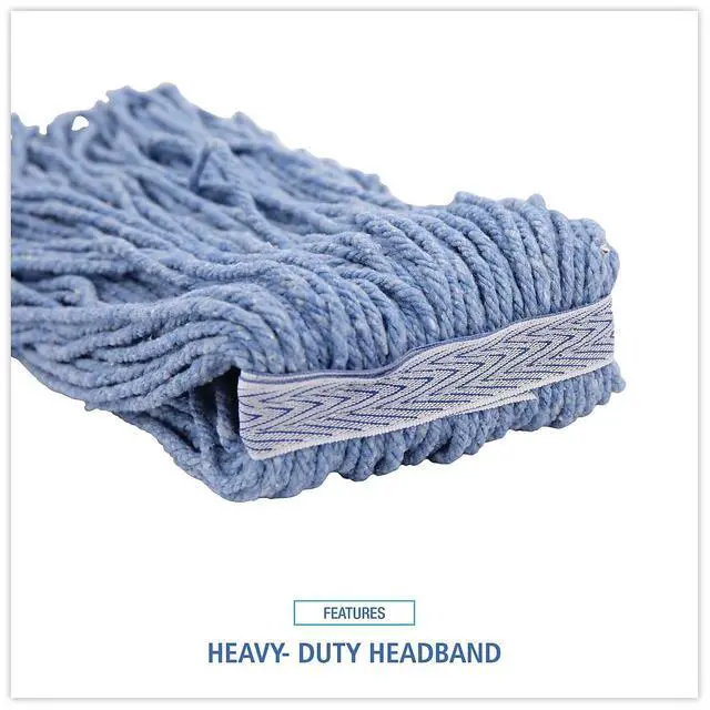 Alt view image 13 of 14 - Boardwalk Mop Head Standard Head Cotton/Synthetic Fiber Cut-End #20 Blue 12
