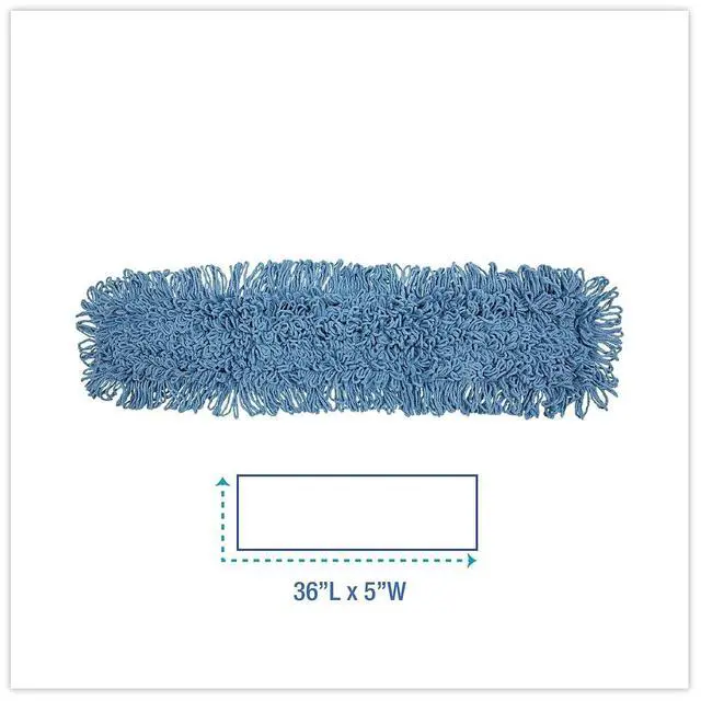 Alt view image 12 of 16 - Boardwalk Dust Mop Head Cotton/Synthetic Blend 36 x 5 Looped-End Blue 1136